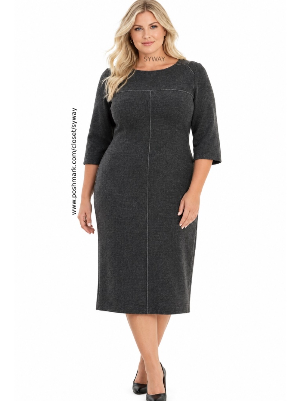 Eileen Fisher Wool Heather Black Dress